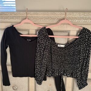 2 Hollister Black and White Floral Tops